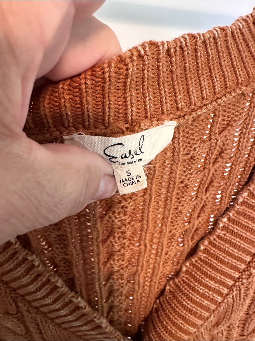 easel Cable‎ Knit Button-Front Cardigan - Rust Brown - Picture 8 of 11